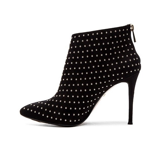 💄RAYE Tori Booties Black studded boots. size 38 7.5 Crystal Diamond Studs Suede - Picture 7 of 16